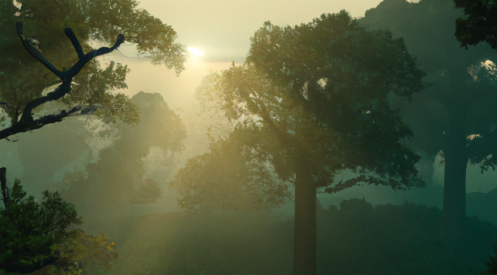 Forest with sunrise