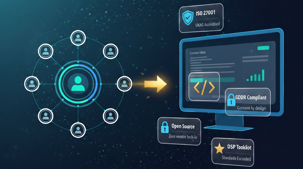 Hero image showing nodes in a community and enCircle security credentials.